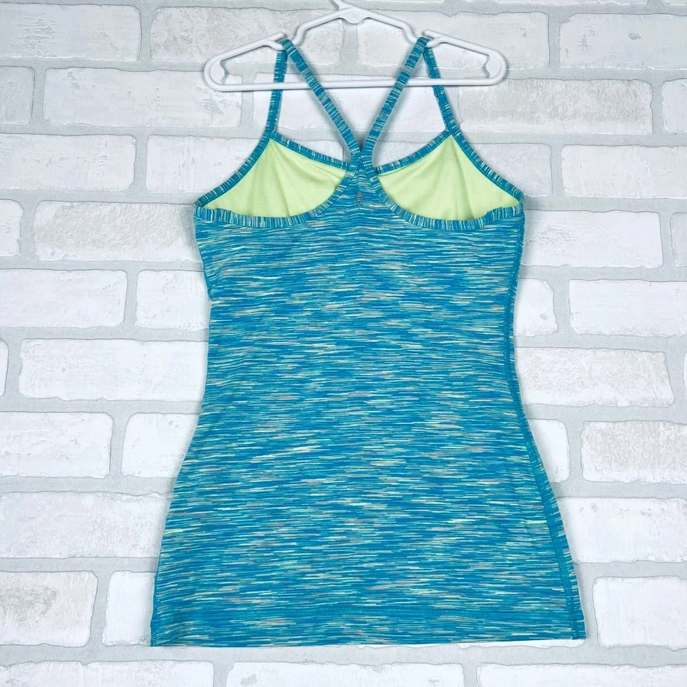 Ivivva Girls Space Dye Activewear Tank Top Blue Teal Racerback Shelf Bra Size 12